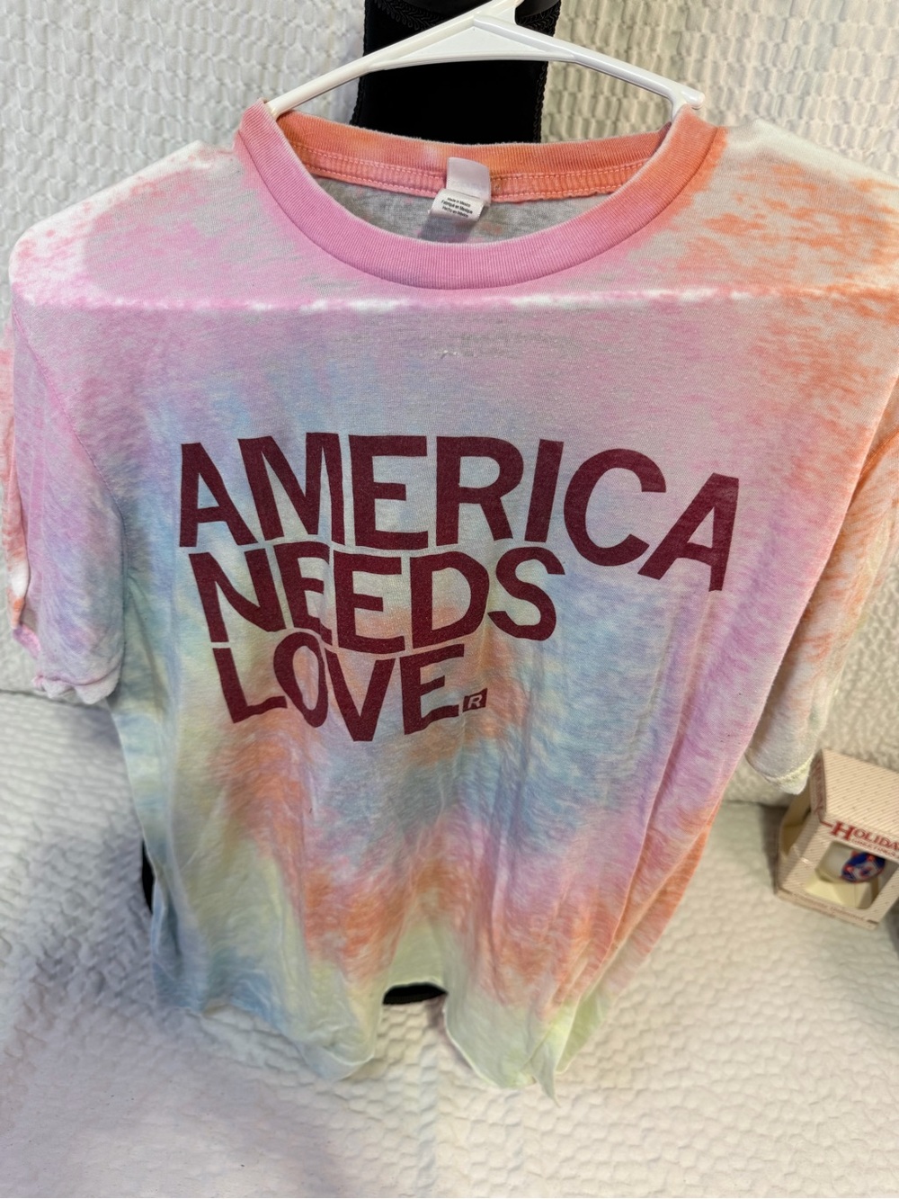 America Needs Love Tie-Dye Short Sleeve Tee - Pink Multicolor